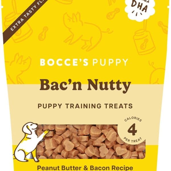 Bocce's Bakery Puppy Bac'n Nutty Training Treats for Dogs, Wheat-Free Dog Treats, Made with Real Ingredients, Baked in The USA, 3 oz