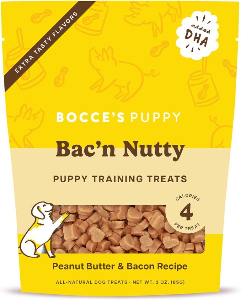 Bocce's Bakery Puppy Bac'n Nutty Training Treats for Dogs, Wheat-Free Dog Treats, Made with Real Ingredients, Baked in The USA, 3 oz