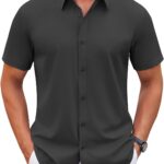 COOFANDY Men's Stretch Dress Shirts Short Sleeve Wrinkle Free Casual Button Down Shirts
