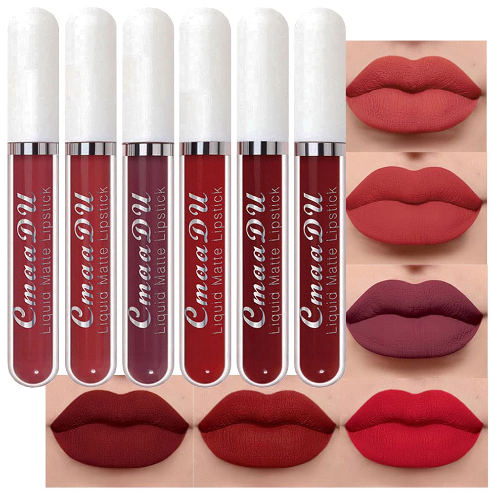 evpct 6Pcs Lipstick Matte Liquid Lipstick Lipgloss Set for Women, Dark Deep Bright Ruby Sexy Brick Red Mauve labiales mate 24 horas originales matte larga duracion 24 Hour Lipstick Long Lasting evpct 6Pcs Lipstick Matte Liquid Lipstick Lipgloss Set for Women, Dark Deep Bright Ruby Sexy Brick Red Mauve labiales mate 24 horas originales matte larga duracion 24 Hour Lipstick Long Lasting