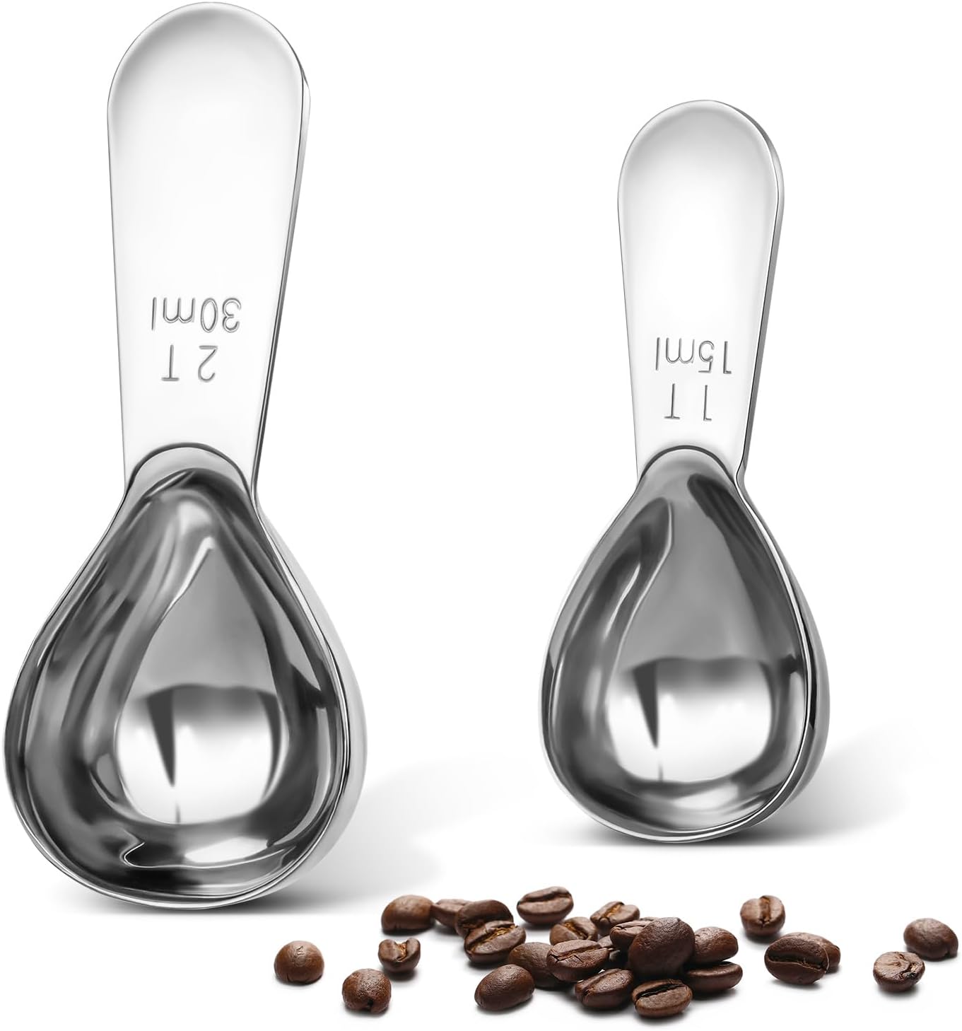Coffee Scoop Set, Tablespoon Scoop 2 Pc Set (1 Tbsp & 2 Tbsp), Stainless Steel Measuring Spoons for Ground Coffee with Short Handles, for Tea, Sugar, or Flour Coffee Scoop Set, Tablespoon Scoop 2 Pc Set (1 Tbsp & 2 Tbsp), Stainless Steel Measuring Spoons for Ground Coffee with Short Handles, for Tea, Sugar, or Flour