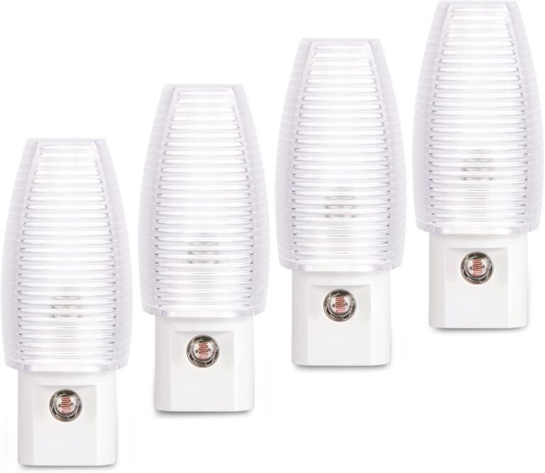 Emotionlite Plug in Night Light, Warm White LED Nightlight, Dusk to Dawn Sensor, Kids, Nursery, Bedroom, Bathroom,Hallway, Stairs, Kitchen, 4 Pack