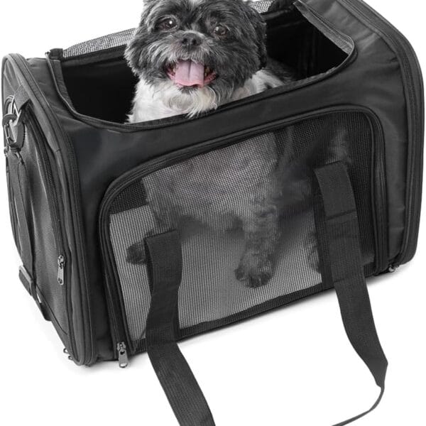 17.5" Pet Travel Carrier Bag - Collapsible Cat & Dog Carrier - Breathable, Durable & Spacious - Fits Small and Medium Pets up to 15lbs - Pet Travel Bag by Tebon