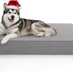 Sytopia 7" Thick Orthopedic Dog Beds for Extra Large Dogs (50" x 34" x 10"), Chew Proof Fabric Cover, 35D Memory Foam Dog Beds with Durable Waterproof Liner & Removable Washable Cover, Grey