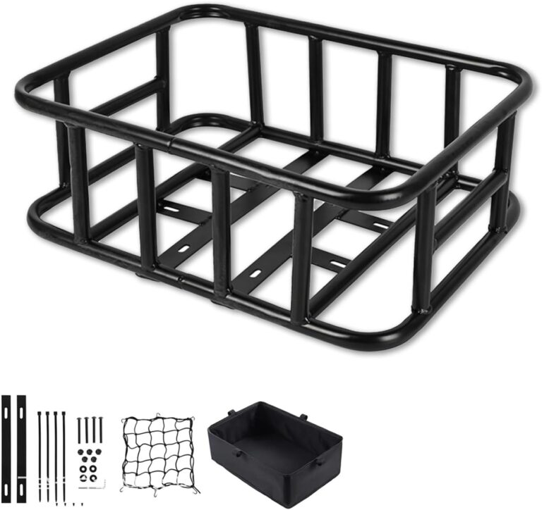 Bike BasketE Bike Rear Basket.Bicycle Basket with LinerWaterproof Cover,Cargo Net,Quick Assemble Bike Basket, Perfect for Groceries, Picnic Supplies, and Pet Transport