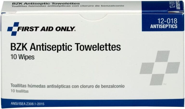 First Aid Only 12-018 Benzalkonium Chloride Wipes, Individually Wrapped, 10 Count