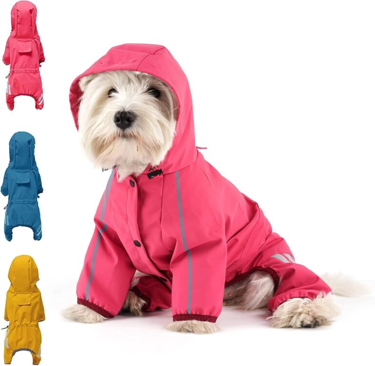 Dog Raincoat, Waterproof Dog Rain Jacket with Hood, Rain Coat with Leash Hole, Reflective Strap for Small Medium Dogs, Outdoor Adventures/Walking Lightweight PuppyPink,XS