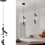 Spiral Led Pendant Light Fixtures, 5500K Cold White Modern Led Pendant Light Kitchen Island, Adjustable Height Kitchen Island Lights Fixtures for Dining Room Kitchen Bedroom Sink