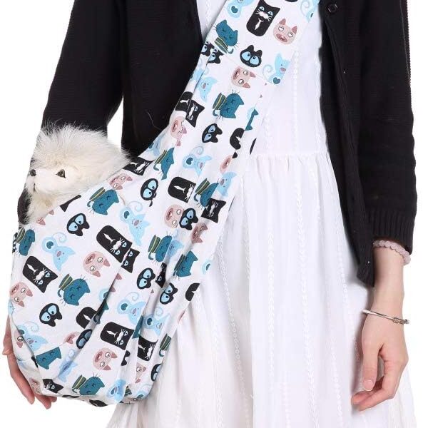 Double-Layer Adjustable Pet Carrier Sling Bag for Large Dogs and Cats, Reversible Design, Dog mom Gifts,Navy and Pink (White)