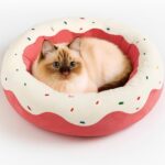 Cute Cat Beds Kitten Beds, Soft Small Dog Beds, Washable Pet Beds for Puppy and Kitty, Funny Donuts Shape, 24 Inch
