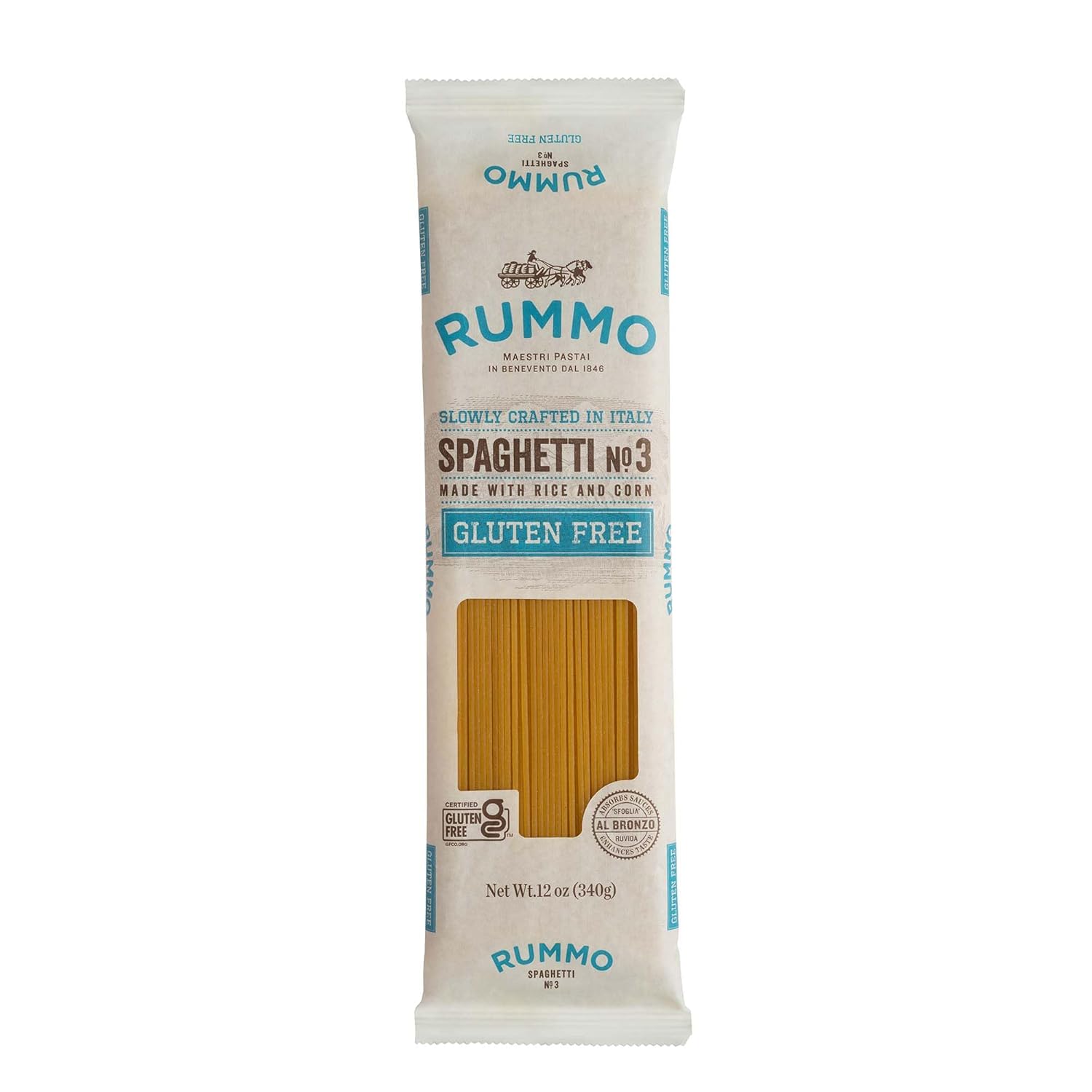 Rummo Gluten Free Spaghetti Pasta N.3 - Corn & Rice Pasta Noodles, GF Spaghetti, Thin Pasta Noodles, Italian Pasta - 12 Ounce (Pack of 1) Rummo Gluten Free Spaghetti Pasta N.3 - Corn & Rice Pasta Noodles, GF Spaghetti, Thin Pasta Noodles, Italian Pasta - 12 Ounce (Pack of 1)