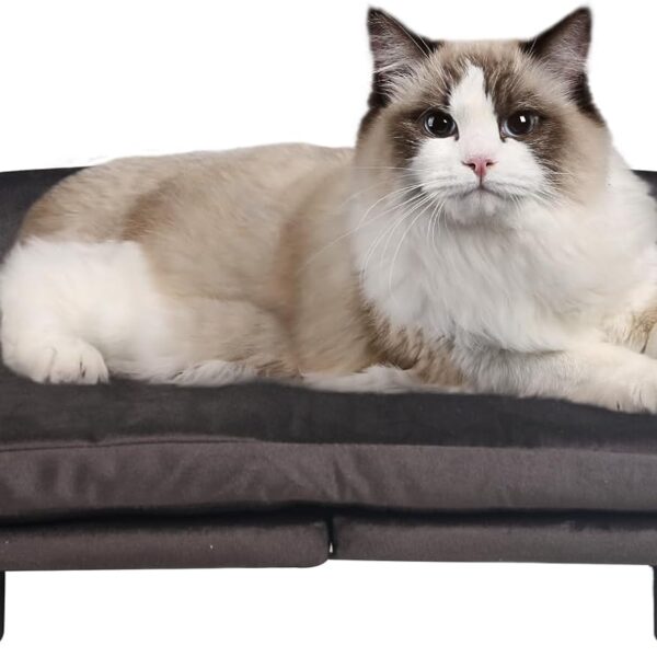 Getifun Cat Sofa Bed, Velvet Pet Couch Chair with Removeable & Washable Cushion for Small Dogs Cats (Brown)