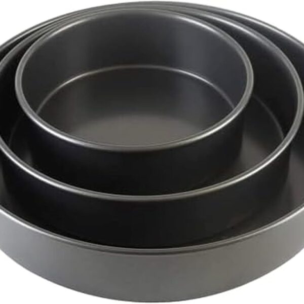 Chicago Metallic Professional 3-Piece Round Cake Pan Set of 6, 8, 10 inch Premium Nonstick Bakeware, Heavy-Weight Carbon Steel for Even Baking, Perfect for Layer Cakes