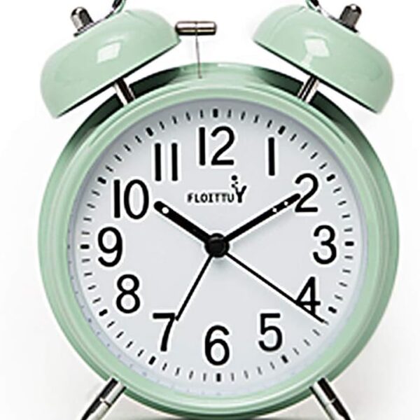 Loud Alarm for Deep Sleepers 4'' Twin Bell Alarm Clock with Backlight for Bedroom and Home Decoration(Green)