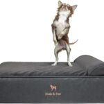 NOAH & PAW Dog Bed, 28x23x7.5 Inch, Orthopedic Dog Beds for Medium Size Pets, Eggshell Memory Foam Infused with Cooling Gel, Waterproof, Machine Washable, Includes Inner Cover (Faux Leather)
