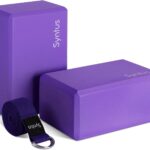 Syntus Yoga Block and Yoga Strap Set, 2 Soft Non-Slip Yoga Blocks 964 inches, 8FT Metal D-Ring Strap for Yoga, General Fitness, Pilates, Stretching and Toning