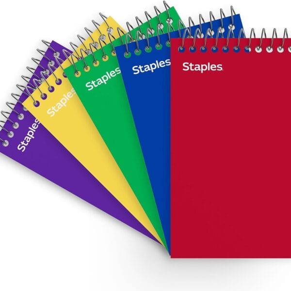 STAPLES 199984 Memo Pads 3-Inch X 5-Inch College Assorted 75 Sh./Pad 5 Pads/Pk (11491)
