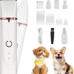 Dog Grooming Kit & Clipper - Low Noise, Cordless & Rechargeable Electric Pet Groomer, 4-in-1 Safe Trimmer for Dogs/Cats - Gentle on Paws, Face, Ears & Sensitive Areas