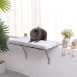 Cat Window Perch, Hammock Seat for Indoor Cats, Pet Cat Bed Shelf for Window Sill (Grey)