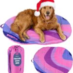 Travel Dog Bed (42" x 30")- Foldable & Packable for Travel, Road Trip, Camping Lightweight, Water Resistant & Cozy with Soft Padding Compact, Portable & Machine Washable Large & Small Breeds: Pink