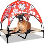 Floppy Dawg Just Chillin Elevated Dog Bed. LuxLife Edition - Premium Cot Includes Two Designer Canopies. Lightweight and Portable, Indoor or Outdoor. Chill in Style.