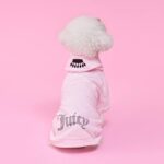 Juicy Couture Bling Velour Pet Hoodie - Pink - M/L (7-12 lbs.) - Pet Hoodies for Small Dogs or Cats