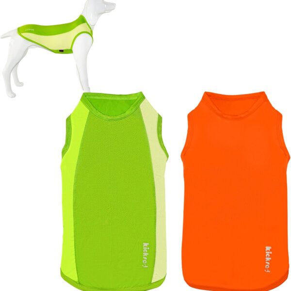 2 Pack Dog Shirts, Breathable Mesh Dog Clothes Pet Sleeveless Vest, Lightweight Stretchy Tank Top T-Shirts for Large Dogs, L