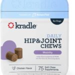 Kradle Hip and Joint Chews for Dogs - Daily Mobility & Joint Health Supplement - Soft Chews with Glucosamine, Chondriotin, MSM, Hyaluronic Acid & Turmeric - 75 Chews