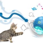 Interactive Cat Toys Ball for Indoor Cats Fast Rolling on Carpet, Chirping & Motion Activate Cat Toys (Blue)