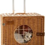 Pet Carrier with Wheels Portable Trolley Case for Pets, Imitation Rattan Luggage for Pets with Wheels and Mats, Travel Carrier for Dogs/Small Cats and