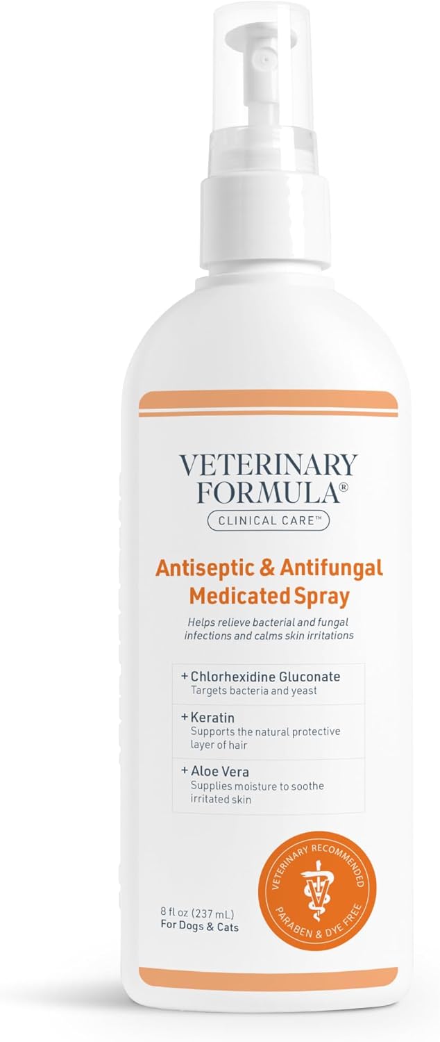 Veterinary Formula Clinical Care Antiseptic and Antifungal Medicated Spray for Dogs & Cats, 8 Fl Oz (1 Pack)