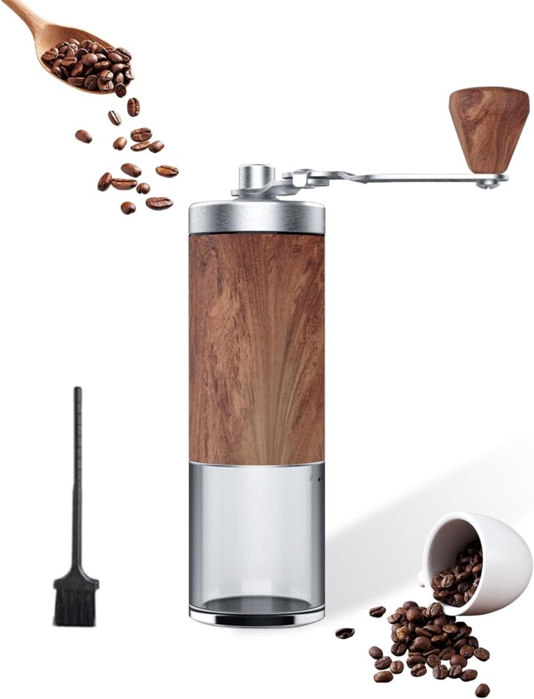 Manual Coffee Grinder with 5 Adjustable Settings Portable Conical Burr Mill with 30g Capacity for Espresso French Press Pour Over Travel & Home Use Elegant Wood Grain Finish