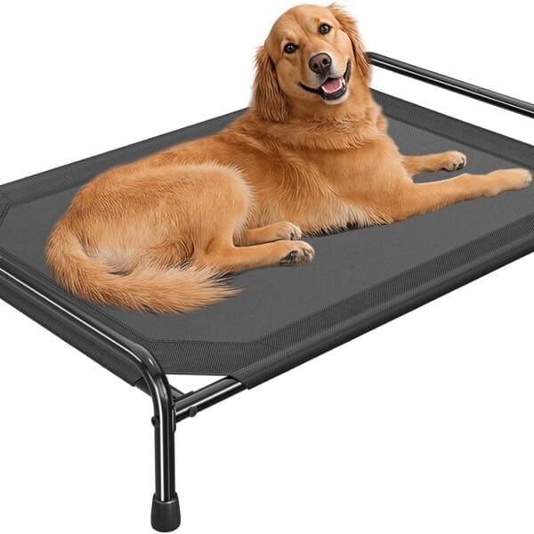 Dog Beds Large Sized Dog, Elevated Dogs Bed for Large Dogs, Portable Cooling Pet Cot with Breathable & Waterproof Mesh, Indoor & Outdoor Raised Pet Hammock Bed, Black