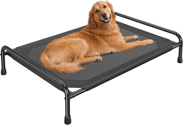 Dog Beds Large Sized Dog, Elevated Dogs Bed for Large Dogs, Portable Cooling Pet Cot with Breathable & Waterproof Mesh, Indoor & Outdoor Raised Pet Hammock Bed, Black