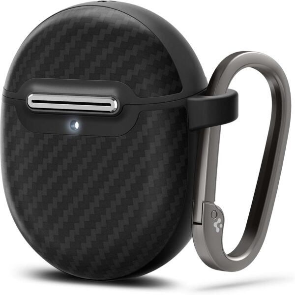 Spigen Enzo Aramid Designed for Google Pixel Buds Pro 2 (2024) andPro 1 (2022) Premium Case Cover with Keychain - Matte Black