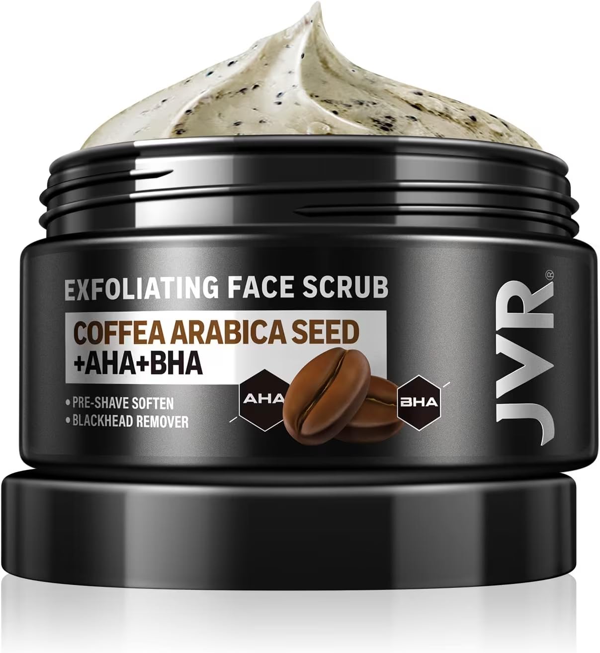 JVR Face Scrub for Men, Facial Scrub for Deep Exfoliating, Cleansing, Removing Blackheads, Ingrown Hair, Pre-shave Soften, Organic Formulated with Coffee Extract, AHA and BHA Face Exfoliator (4.23 oz) JVR Face Scrub for Men, Facial Scrub for Deep Exfoliating, Cleansing, Removing Blackheads, Ingrown Hair, Pre-shave Soften, Organic Formulated with Coffee Extract, AHA and BHA Face Exfoliator (4.23 oz)
