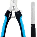 Dog Nail Clippers, Professional Pet Nail Cutter Trimmers with File, Safety Guard, for Large to Medium Dogs, Cats (Blue)