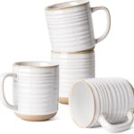 LE TAUCI Coffee Mugs 18 oz,Ceramic Mug Set, Coffee Cups for Latte, Hot Tea, Cappuccino, Mocha, Cocoa, Dishwasher Safe, Suit For Housewarming Wedding- 3.8 inch, Set of 4, Arctic White