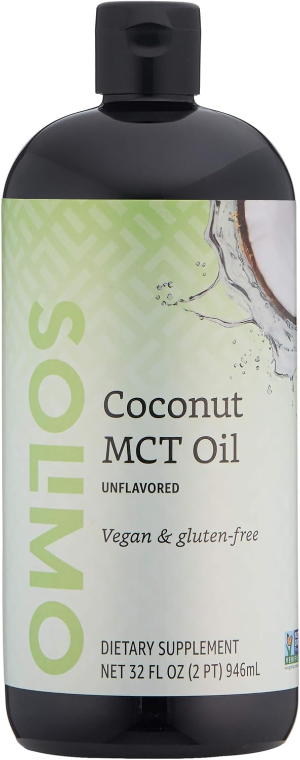 Amazon Brand - Solimo MCT Liquid Coconut Oil, Unflavored, Vegan & Gluten-free, 32 fl oz Amazon Brand - Solimo MCT Liquid Coconut Oil, Unflavored, Vegan & Gluten-free, 32 fl oz