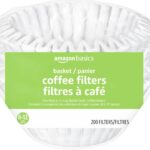 Amazon Basics Basket Coffee Filters for 8-12 Cup Coffee Makers, White, 200 Count