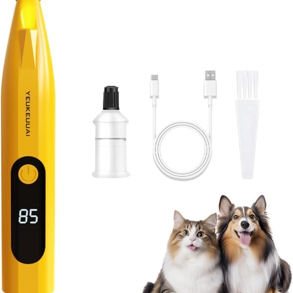 Dog Paw Trimmer, Low Noise Paw Hair Trimmer for Dogs with LED Light Wireless Pet Shaver, Suitable for Claws, Ears, Face, HIPS and Eyes(Orange)