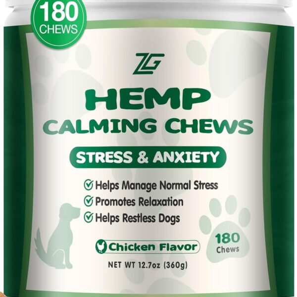 Calming Chews for Dogs - Dog Calming Treats Helps with Dog Anxity Rlief, Separation, Strss, Barking, Fireworks, Travel, Composure - Natural Dog Supplements 180 Soft Chews