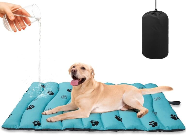 BINGPET Outdoor Travel Dog Bed for Large/Medium Dogs,Portable Waterproof Camping Mat with Carry Bag,Foldable Outside Bed,Machine Washable Indoor Pet Mat for Small,Medium and Large Dogs 35"x51"