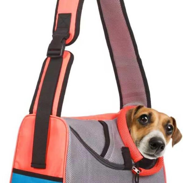 Small Dog Carrier Sling, Hands-Free Large Cat Carrier, Travel Pet Carriers, Breathable Mesh, Soft-Sided Crossbody Puppy Carrying Purse, for Pets, Walk, Vet, Hiking (Orange, Large)