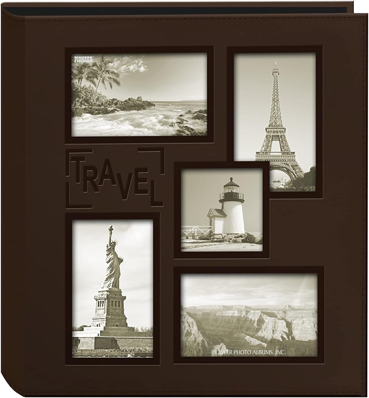 Pioneer Photo Albums Collage Frame Embossed Travel Photo Album, Brown 12x12 Inches Pioneer Photo Albums Collage Frame Embossed Travel Photo Album, Brown 12x12 Inches