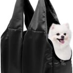 Dog Purse Carrier for Small Dogs, Cats, and Puppies  Soft-Sided Travel Pet Tote Bag with 4 Large Pockets, Foldable, Lightweight, Fits Pets up to 15 lbs, for Travel, Outings (Black)