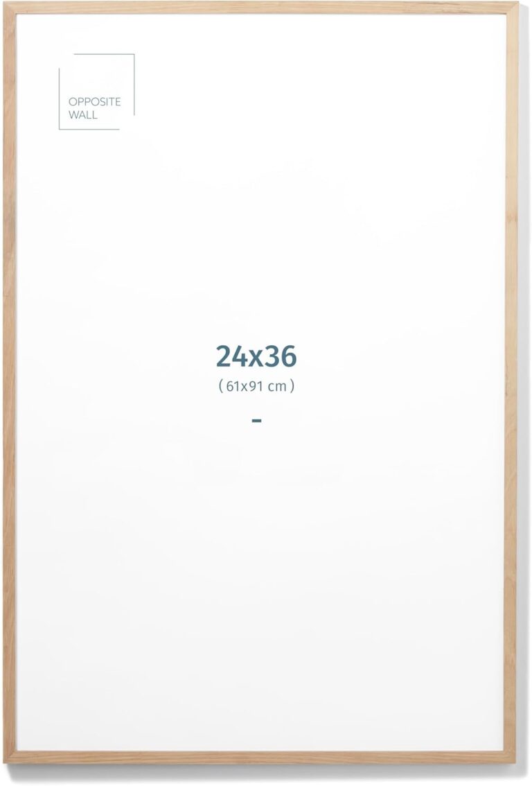 Opposite Wall - 24x36 in - Natural Solid Oak Wood Picture Frame - Lightweight, Versatile & Shatterproof - Large Wall Hanging Photo or Poster Frame - Wall Decor for Office, Gallery & Home