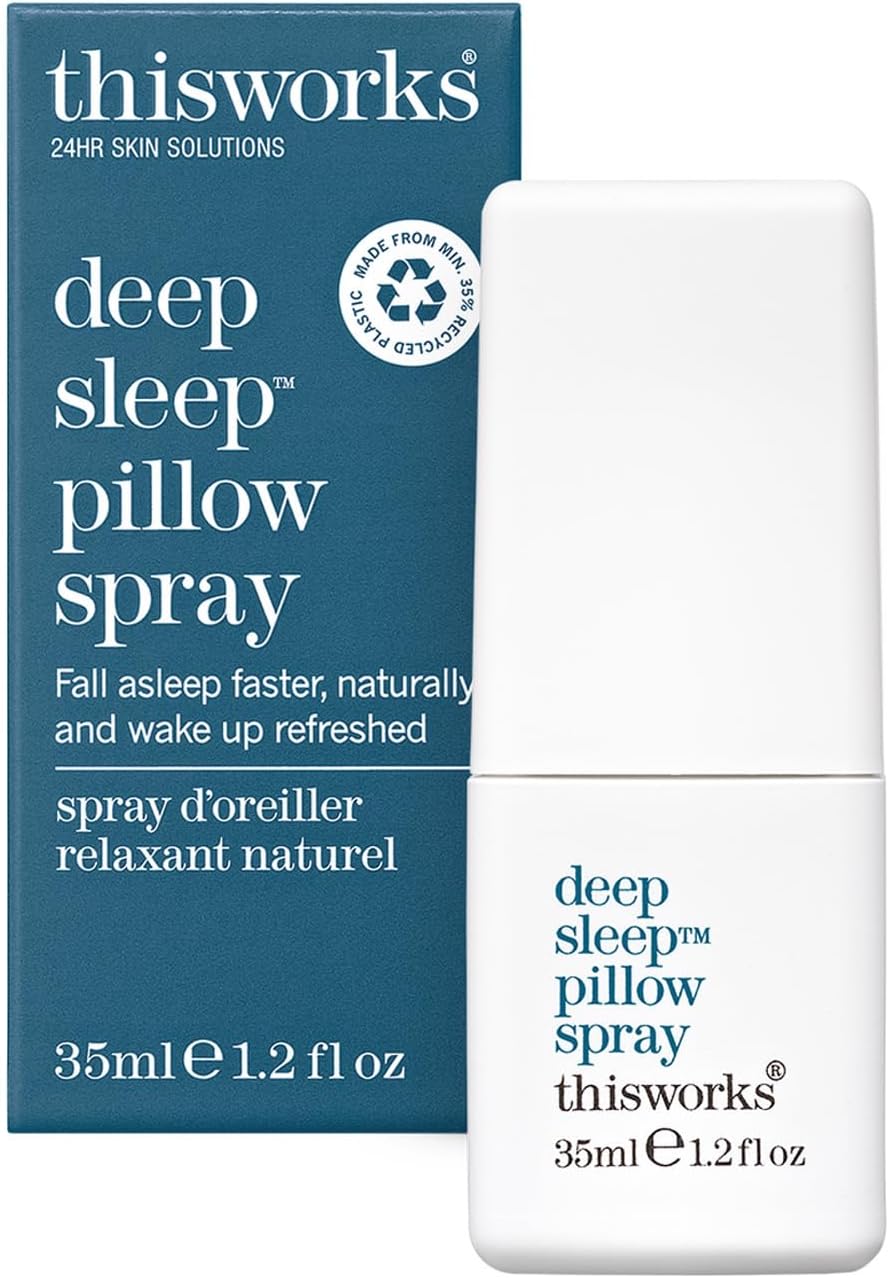 THISWORKS Deep Sleep Pillow Spray Fast-Acting Natural Formula with Lavender for Relaxation and Restful Sleep 35 ml (1.2 fl oz) Mini Travel Size THISWORKS Deep Sleep Pillow Spray Fast-Acting Natural Formula with Lavender for Relaxation and Restful Sleep 35 ml (1.2 fl oz) Mini Travel Size