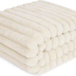 Waterproof Dog Blanket for Bed, Luxury Plush Washable Large Dogs Blankets for Furniture Protection, Super Soft Calming Pet Blanket for Indoors (Cream, 60"x80")