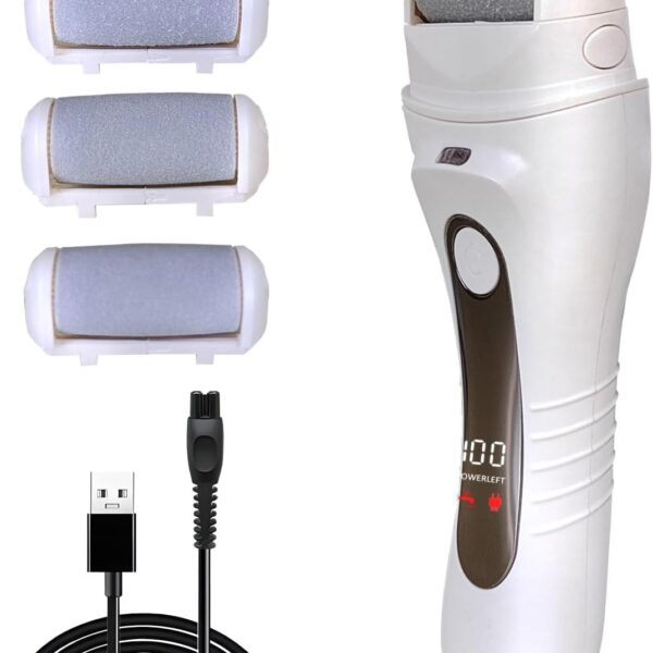 Electric Callus Remover for feet - FSA Eligible - Portable Rechargeable Electric Foot Files with 3 Heads - Pedicure Kit for Dry Dead Hard Cracked Skin